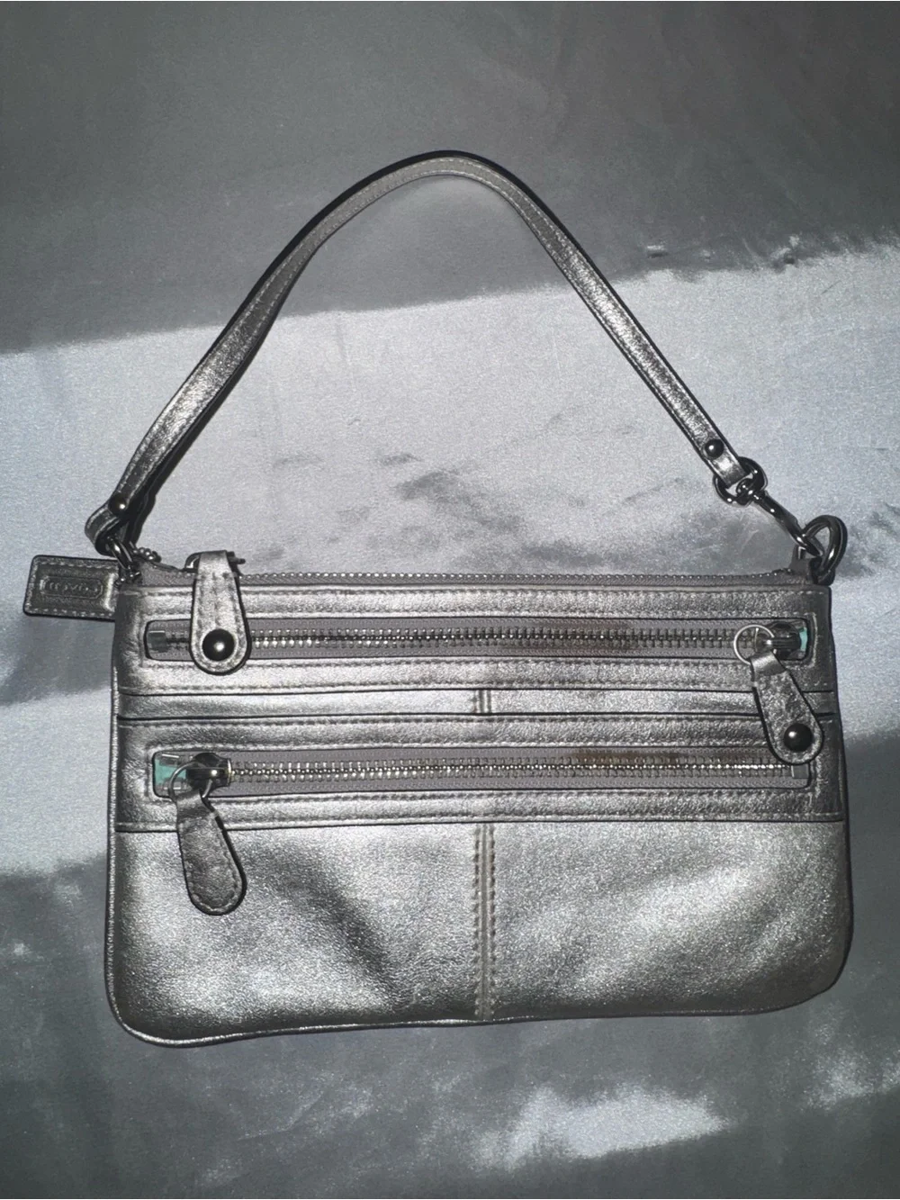 Coach Metallic Gray Women’s Shoulder Bag - Sleek Everyday Carry